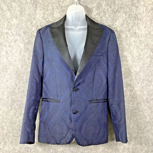 INC International Womens Jacquard Two Button Tuxedo Smoking Jacket Satin Small - Picture 6 of 16